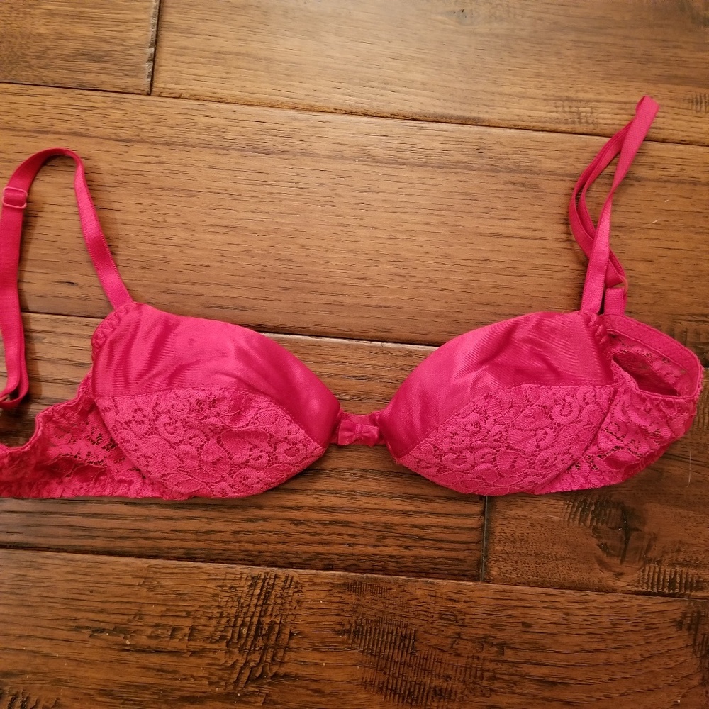Red Satin and Lace Maidenform Bra